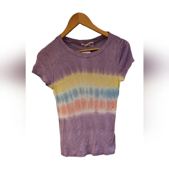 Anthropologie - NEW Maronie Tie Dye Knit Pullover T-Shirt Blue Ribbed Top​​​ - Picture 2 of 6